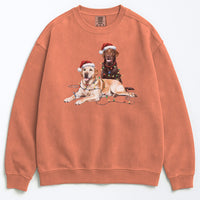 Load image into Gallery viewer, Christmas Chocolate &amp; Yellow Lab Sweatshirt, Christmas Lights Dogs
