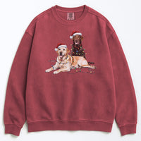 Load image into Gallery viewer, Christmas Chocolate &amp; Yellow Lab Sweatshirt, Christmas Lights Dogs
