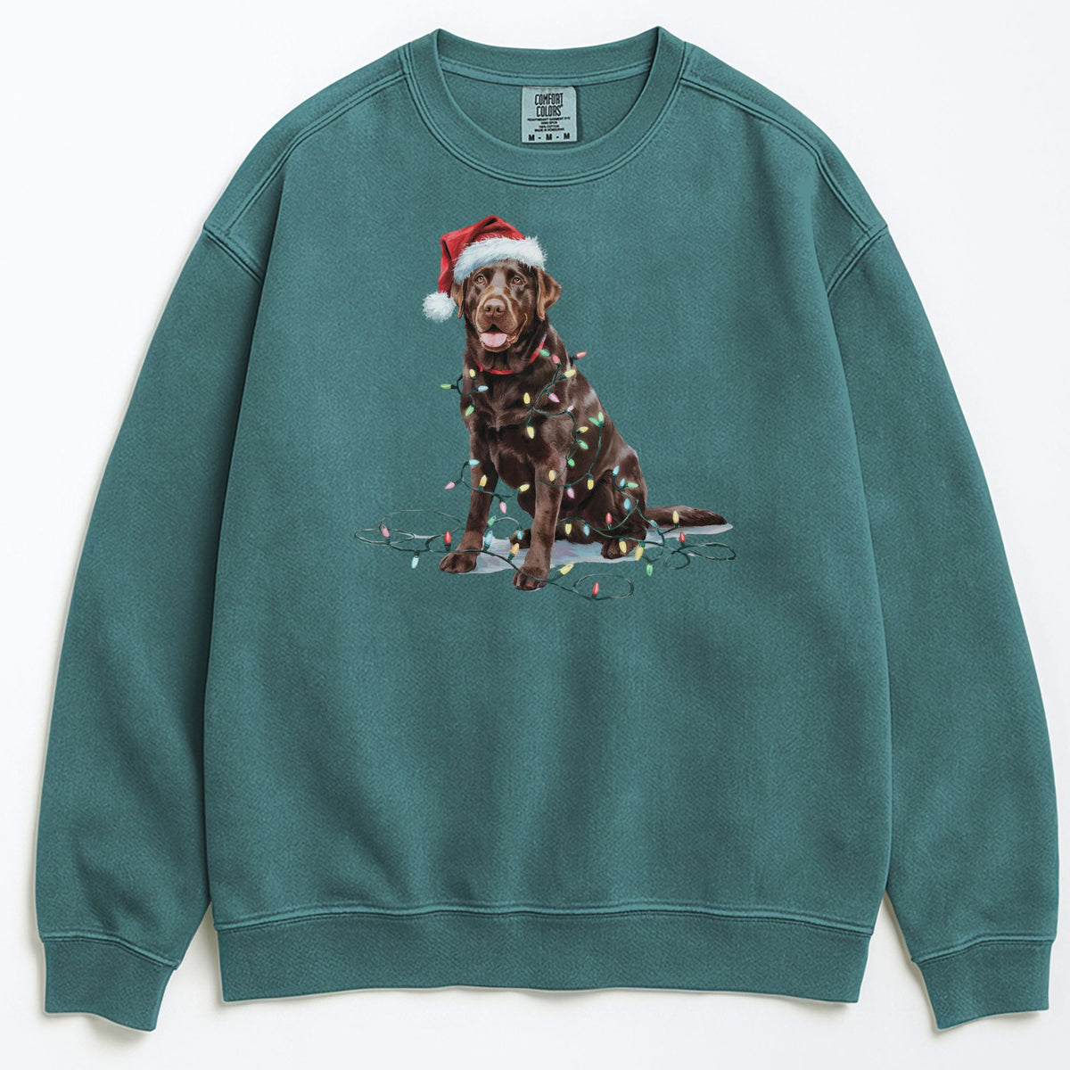 Christmas Chocolate Labrador Sweatshirt, Christmas Lights Dog