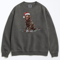 Load image into Gallery viewer, Christmas Chocolate Labrador Sweatshirt, Christmas Lights Dog
