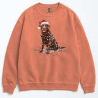 Load image into Gallery viewer, Christmas Chocolate Labrador Sweatshirt, Christmas Lights Dog
