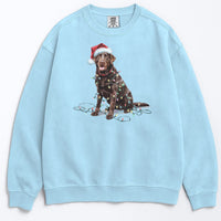 Load image into Gallery viewer, Christmas Chocolate Labrador Sweatshirt, Christmas Lights Dog
