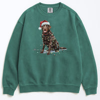 Load image into Gallery viewer, Christmas Chocolate Labrador Sweatshirt, Christmas Lights Dog
