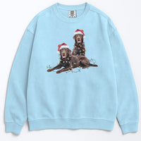 Load image into Gallery viewer, Christmas Chocolate Labradors Sweatshirt, Christmas Lights Dogs
