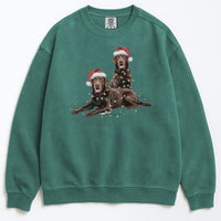 Load image into Gallery viewer, Christmas Chocolate Labradors Sweatshirt, Christmas Lights Dogs

