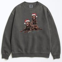 Load image into Gallery viewer, Christmas Chocolate Labradors Sweatshirt, Christmas Lights Dogs
