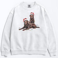 Load image into Gallery viewer, Christmas Chocolate Labradors Sweatshirt, Christmas Lights Dogs
