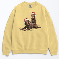 Load image into Gallery viewer, Christmas Chocolate Labradors Sweatshirt, Christmas Lights Dogs
