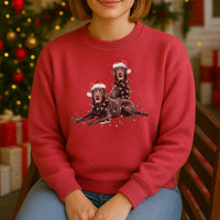 Load image into Gallery viewer, Christmas Chocolate Labradors Sweatshirt, Christmas Lights Dogs
