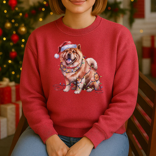 Christmas Chow Chow Sweatshirt, Christmas Lights Dog
