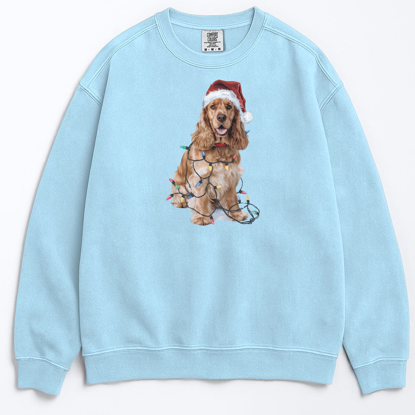 Christmas Cocker Spaniel Sweatshirt, Christmas Lights Dog