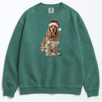 Load image into Gallery viewer, Christmas Cocker Spaniel Sweatshirt, Christmas Lights Dog
