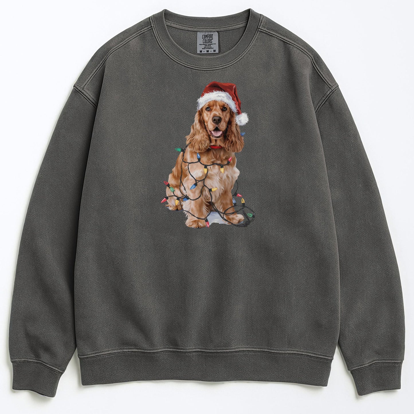 Christmas Cocker Spaniel Sweatshirt, Christmas Lights Dog