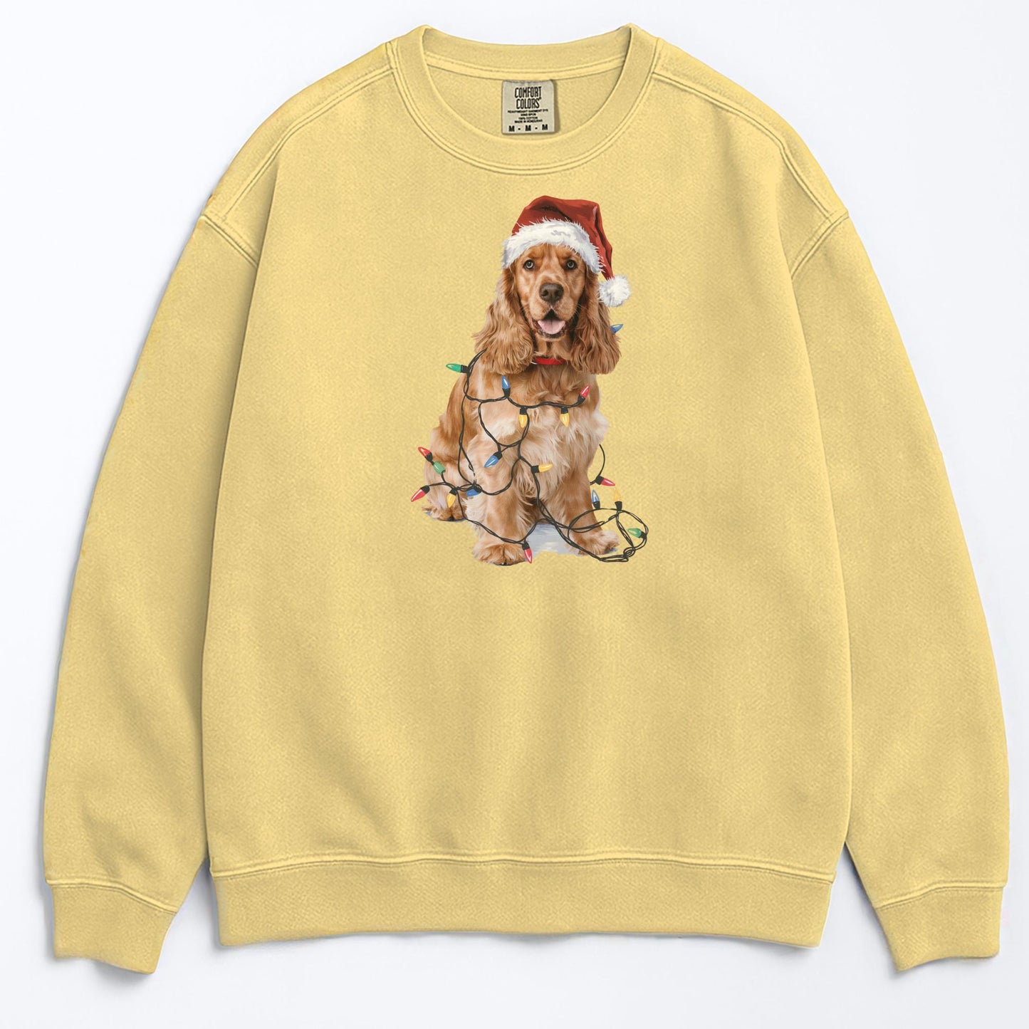 Christmas Cocker Spaniel Sweatshirt, Christmas Lights Dog