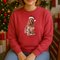 Load image into Gallery viewer, Christmas Cocker Spaniel Sweatshirt, Christmas Lights Dog

