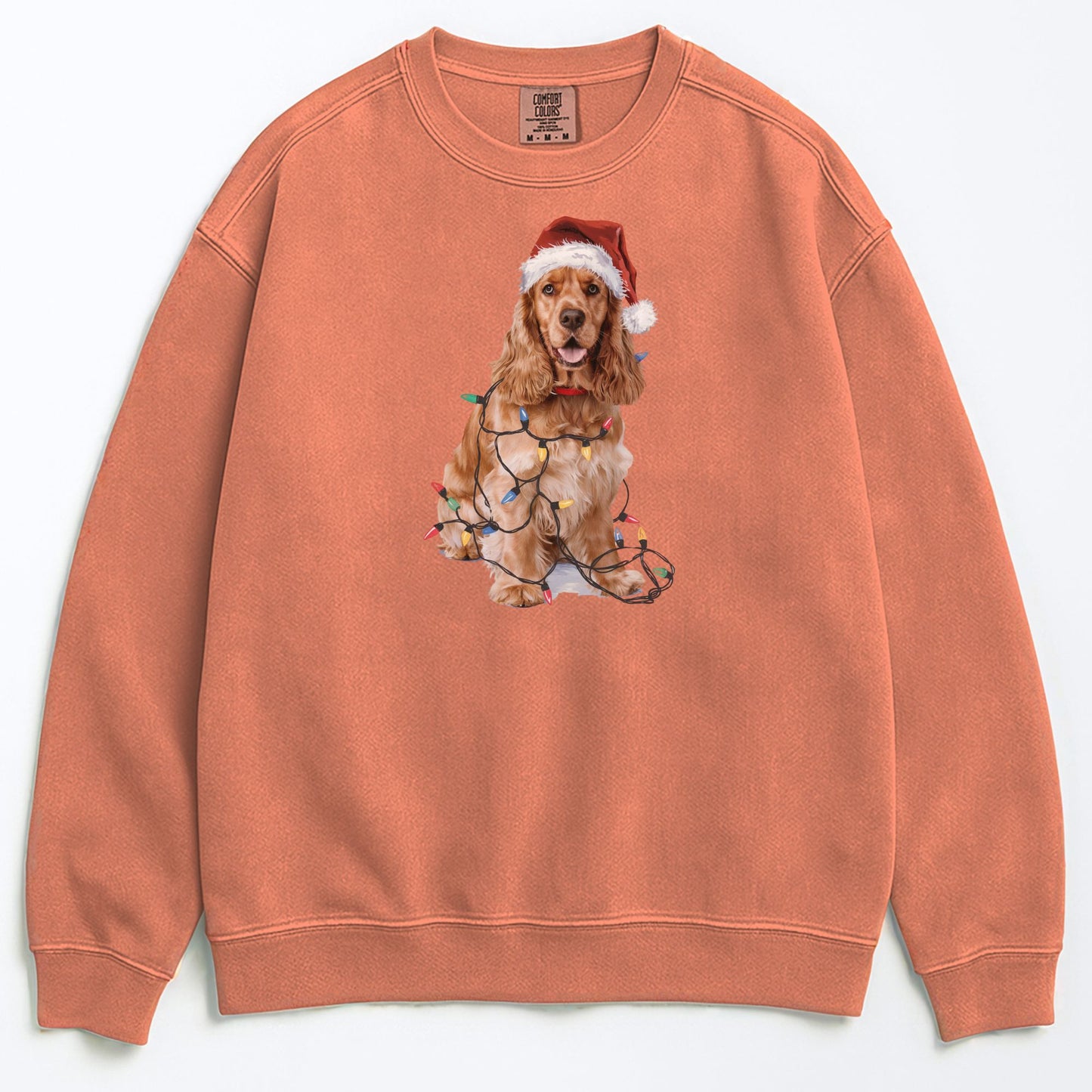 Christmas Cocker Spaniel Sweatshirt, Christmas Lights Dog