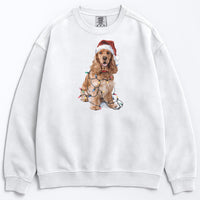 Load image into Gallery viewer, Christmas Cocker Spaniel Sweatshirt, Christmas Lights Dog
