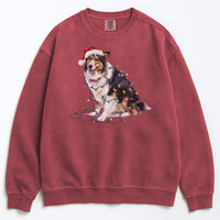 Load image into Gallery viewer, Christmas Collie Sweatshirt, Christmas Lights Dog
