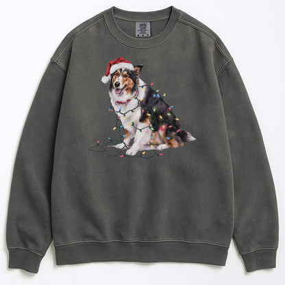 Christmas Collie Sweatshirt, Christmas Lights Dog