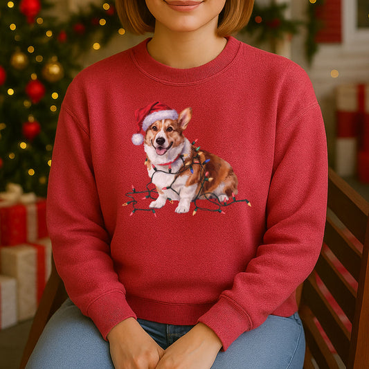Christmas Corgi Sweatshirt, Christmas Lights Dog