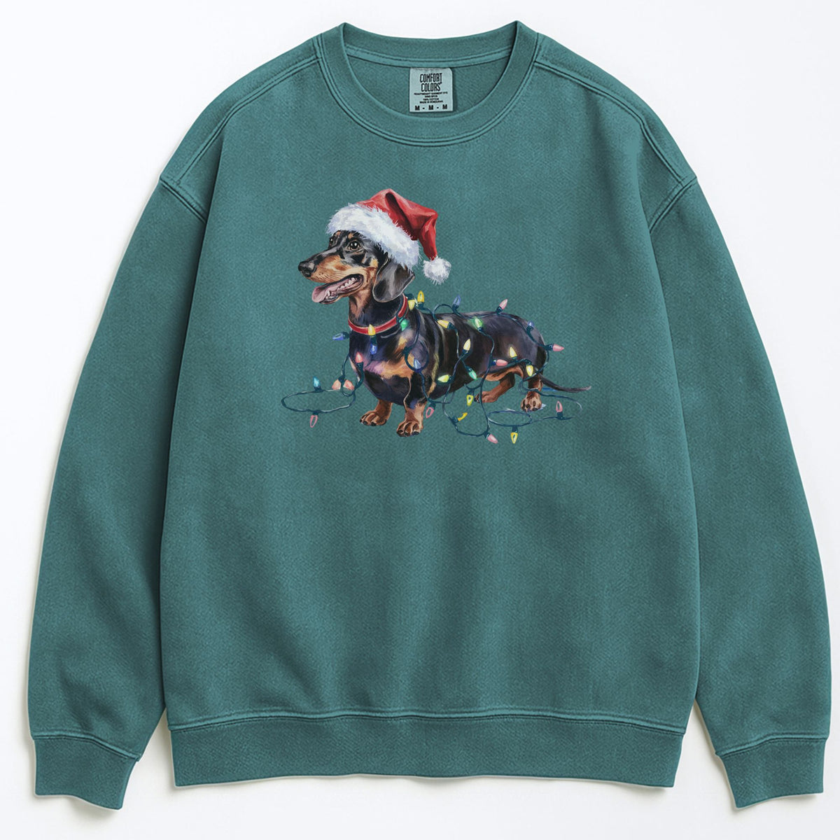 Christmas Dachshund Sweatshirt, Christmas Lights Dog