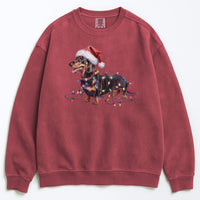 Load image into Gallery viewer, Christmas Dachshund Sweatshirt, Christmas Lights Dog
