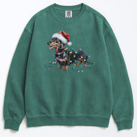 Load image into Gallery viewer, Christmas Dachshund Sweatshirt, Christmas Lights Dog
