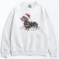 Load image into Gallery viewer, Christmas Dachshund Sweatshirt, Christmas Lights Dog
