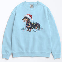 Load image into Gallery viewer, Christmas Dachshund Sweatshirt, Christmas Lights Dog
