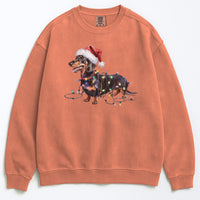 Load image into Gallery viewer, Christmas Dachshund Sweatshirt, Christmas Lights Dog
