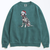 Load image into Gallery viewer, Christmas Dalmatian Sweatshirt, Christmas Lights Dog
