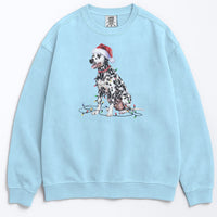 Load image into Gallery viewer, Christmas Dalmatian Sweatshirt, Christmas Lights Dog
