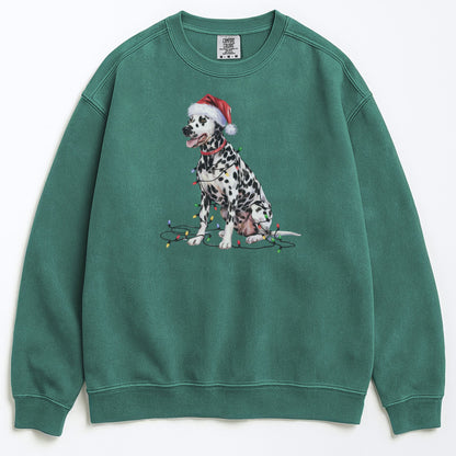 Christmas Dalmatian Sweatshirt, Christmas Lights Dog