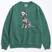 Load image into Gallery viewer, Christmas Dalmatian Sweatshirt, Christmas Lights Dog
