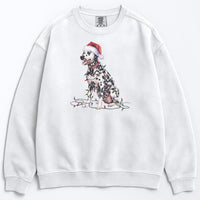 Load image into Gallery viewer, Christmas Dalmatian Sweatshirt, Christmas Lights Dog
