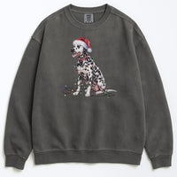 Load image into Gallery viewer, Christmas Dalmatian Sweatshirt, Christmas Lights Dog
