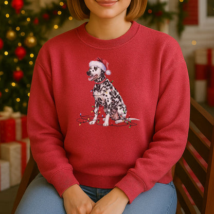 Christmas Dalmatian Sweatshirt, Christmas Lights Dog