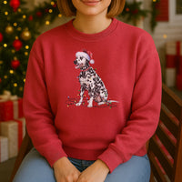 Load image into Gallery viewer, Christmas Dalmatian Sweatshirt, Christmas Lights Dog
