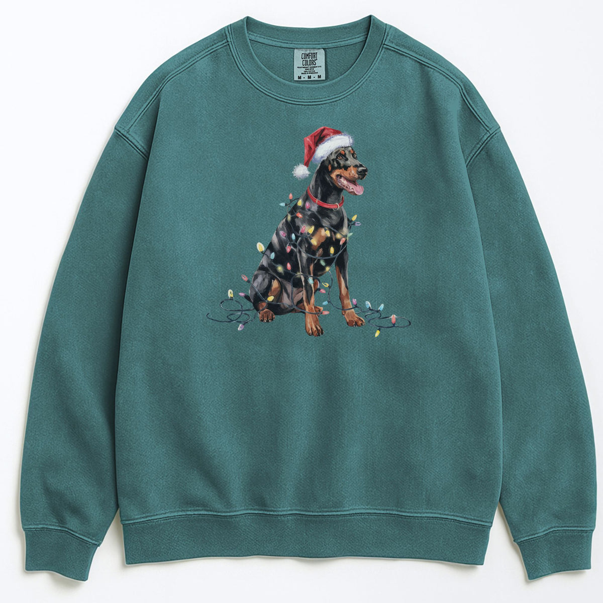 Christmas Doberman Sweatshirt, Christmas Lights Dog