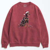 Load image into Gallery viewer, Christmas Doberman Sweatshirt, Christmas Lights Dog
