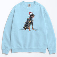 Load image into Gallery viewer, Christmas Doberman Sweatshirt, Christmas Lights Dog
