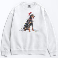 Load image into Gallery viewer, Christmas Doberman Sweatshirt, Christmas Lights Dog
