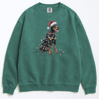 Load image into Gallery viewer, Christmas Doberman Sweatshirt, Christmas Lights Dog

