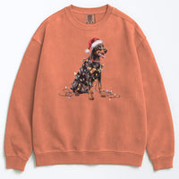 Load image into Gallery viewer, Christmas Doberman Sweatshirt, Christmas Lights Dog
