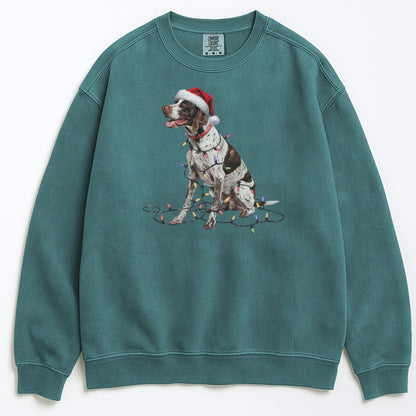 Christmas English Pointer Sweatshirt, Christmas Lights Dog