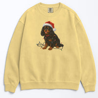 Load image into Gallery viewer, Black and Tan Christmas Cavalier King Charles Spaniel Sweatshirt, Christmas Lights Dog Sweatshirt
