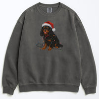 Load image into Gallery viewer, Black and Tan Christmas Cavalier King Charles Spaniel Sweatshirt, Christmas Lights Dog Sweatshirt
