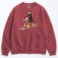 Load image into Gallery viewer, Christmas Fox Red &amp; Black Labrador Sweatshirt, Christmas Lights Dogs
