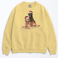 Load image into Gallery viewer, Christmas Fox Red &amp; Black Labrador Sweatshirt, Christmas Lights Dogs
