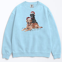 Load image into Gallery viewer, Christmas Fox Red &amp; Black Labrador Sweatshirt, Christmas Lights Dogs
